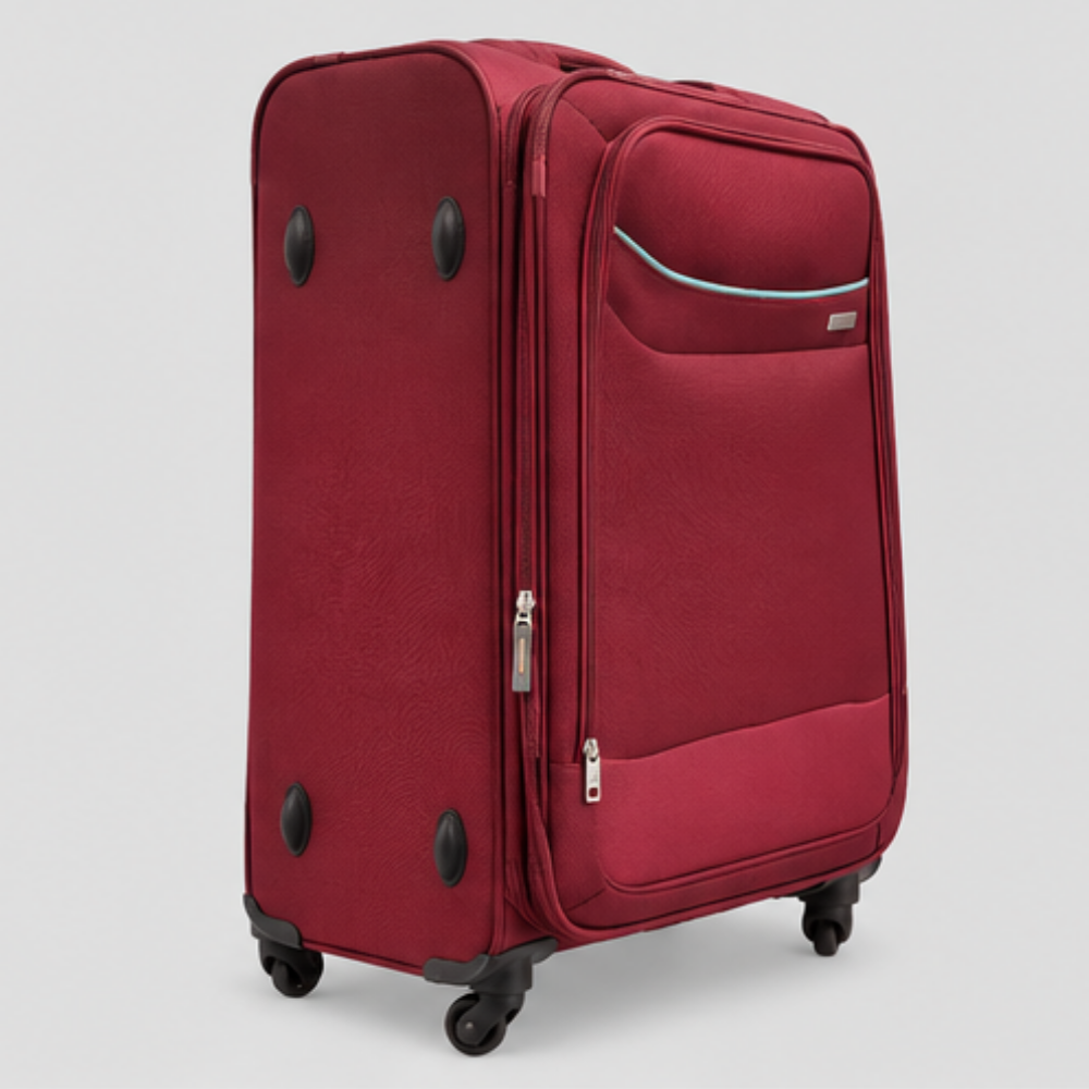 Premium Soft-Shell Trolley Luggage Suitcase | 360° Spinner Wheels | Expandable Travel Bag | Lightweight Fabric Luggage | Maroon