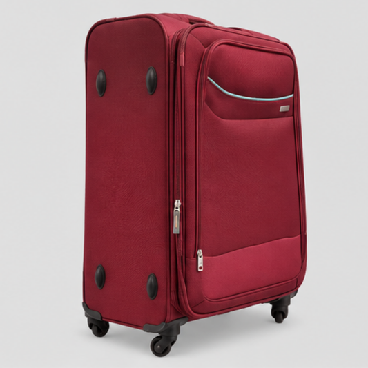 Premium Soft-Shell Trolley Luggage Suitcase | 360° Spinner Wheels | Expandable Travel Bag | Lightweight Fabric Luggage | Maroon