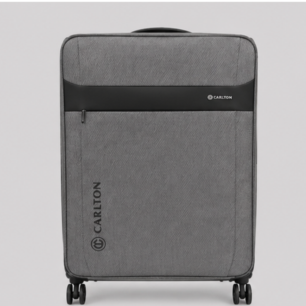 Carlton Soft-Shell Trolley Suitcase | Lightweight 360° Spinner Travel Luggage | Expandable Fabric Check-in Suitcase | Grey