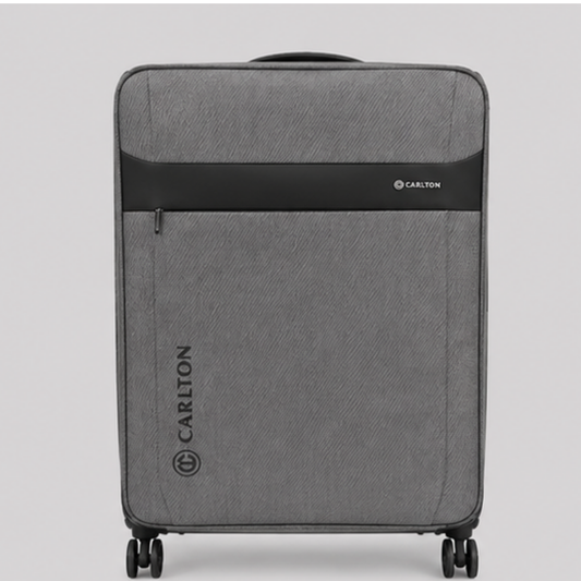 Carlton Soft-Shell Trolley Suitcase | Lightweight 360° Spinner Travel Luggage | Expandable Fabric Check-in Suitcase | Grey