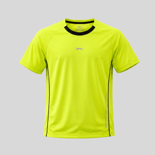 Men's Neon Green Dry Fit Sports T-Shirt | Polyester Quick Dry Running & Gym Round Neck Half Sleeve Activewear