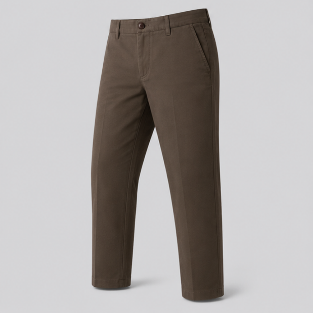 Men's Brown Slim Fit Chino Pants | Premium Cotton Stretch Casual & Formal Trousers | Smart Office Wear