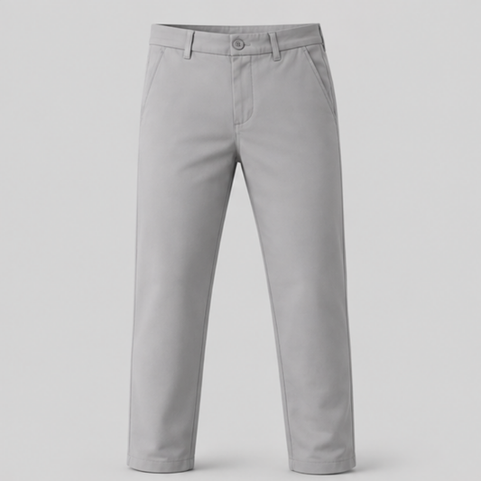 Men's Light Grey Slim Fit Chino Pants | Premium Cotton Stretch Casual Formal Trousers | Smart Office Wear