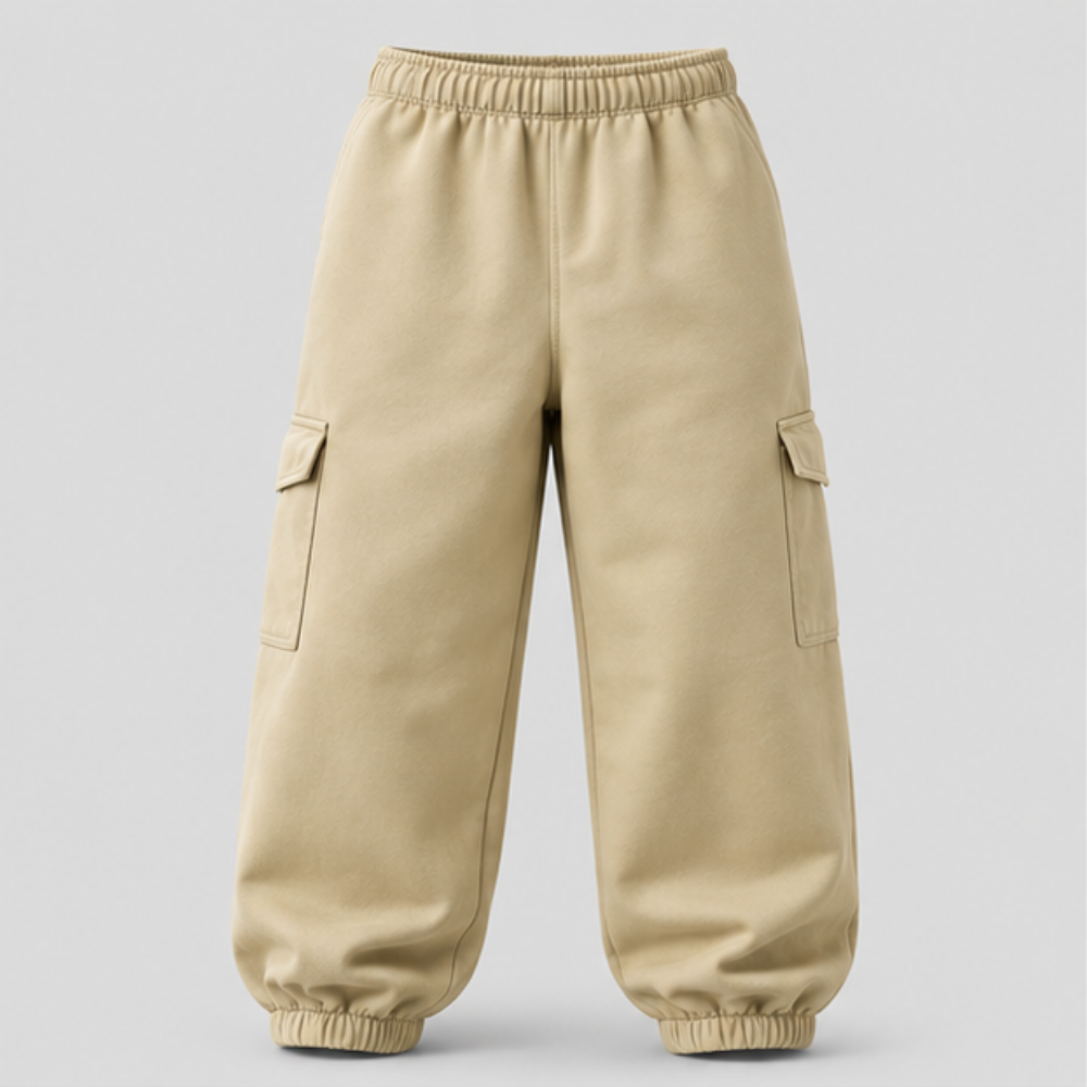 Women's Beige Cargo Jogger Pants | High Waist Relaxed Fit Multi Pocket Cotton Trousers | Casual Streetwear Utility Pants