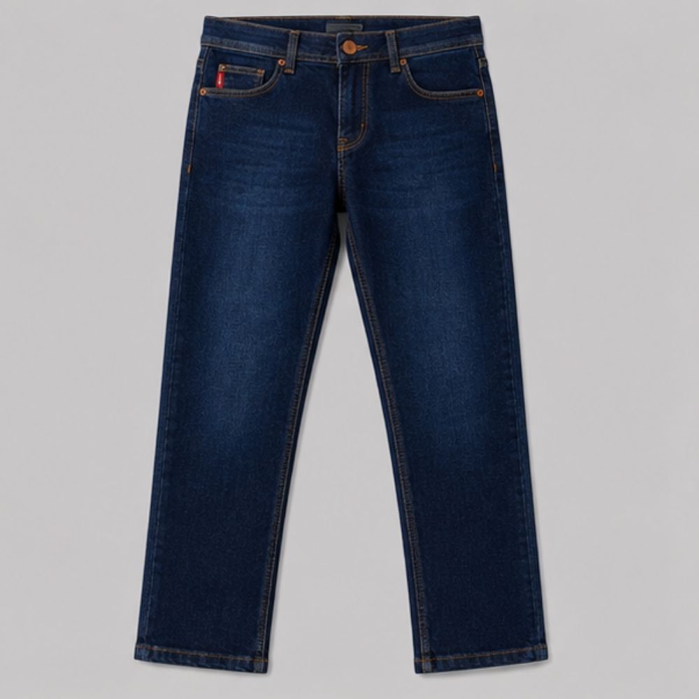 Men's Dark Blue Slim Fit Denim Jeans | Stretch Cotton Mid Rise Casual Jeans | 5 Pocket Everyday Wear Denim Pant
