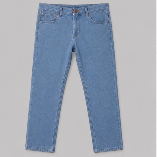 Men's Light Blue Slim Fit Denim Jeans | Stretch Cotton Mid Rise Casual Jeans | 5 Pocket Everyday Wear Denim Pant