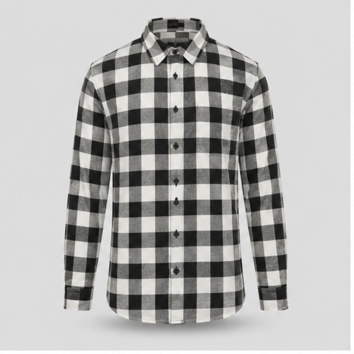 Men's Premium Cotton Blend Buffalo Check Casual Shirt | Black & White Checked Full Sleeve Regular Fit Shirt