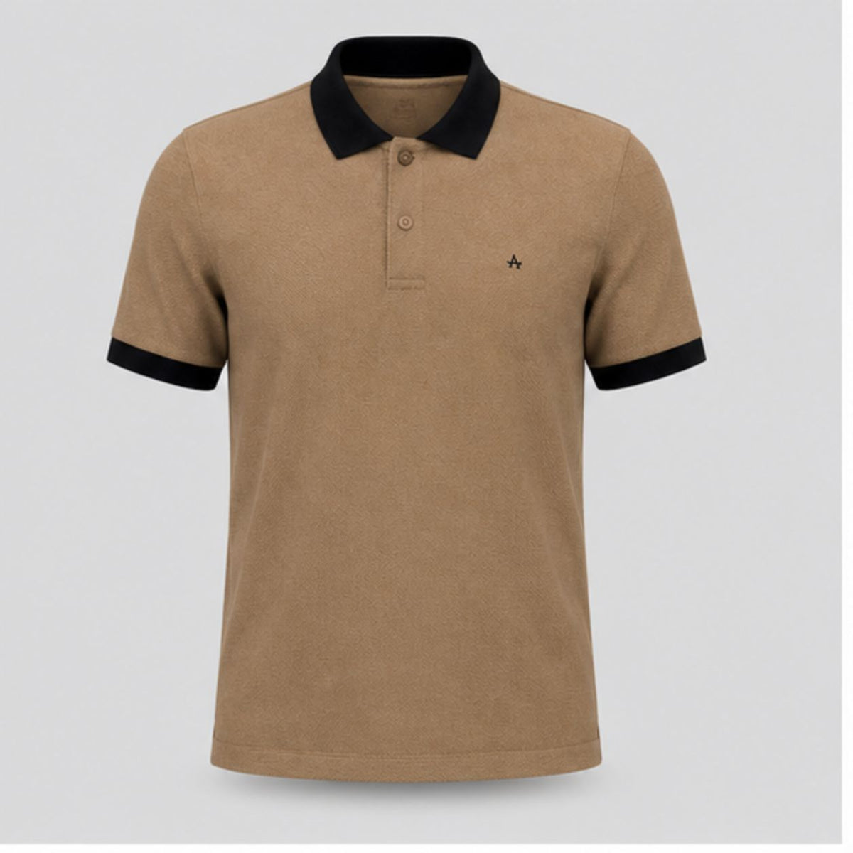 Men's Premium Cotton Blend Polo T-Shirt | Beige with Black Collar | Regular Fit Half Sleeve Casual Polo Tee